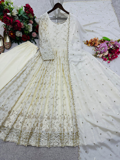 Trending Chinon Silk Gown Set