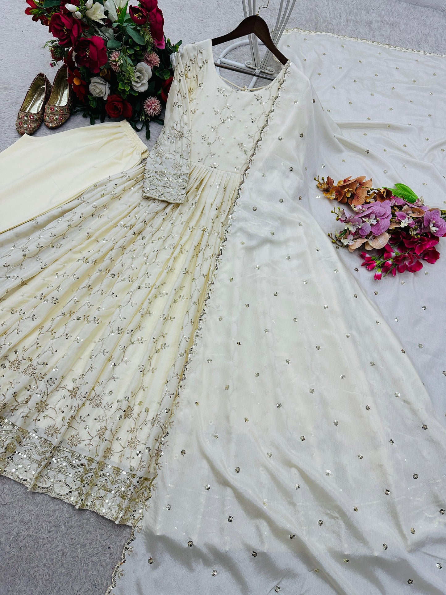 Trending Chinon Silk Gown Set