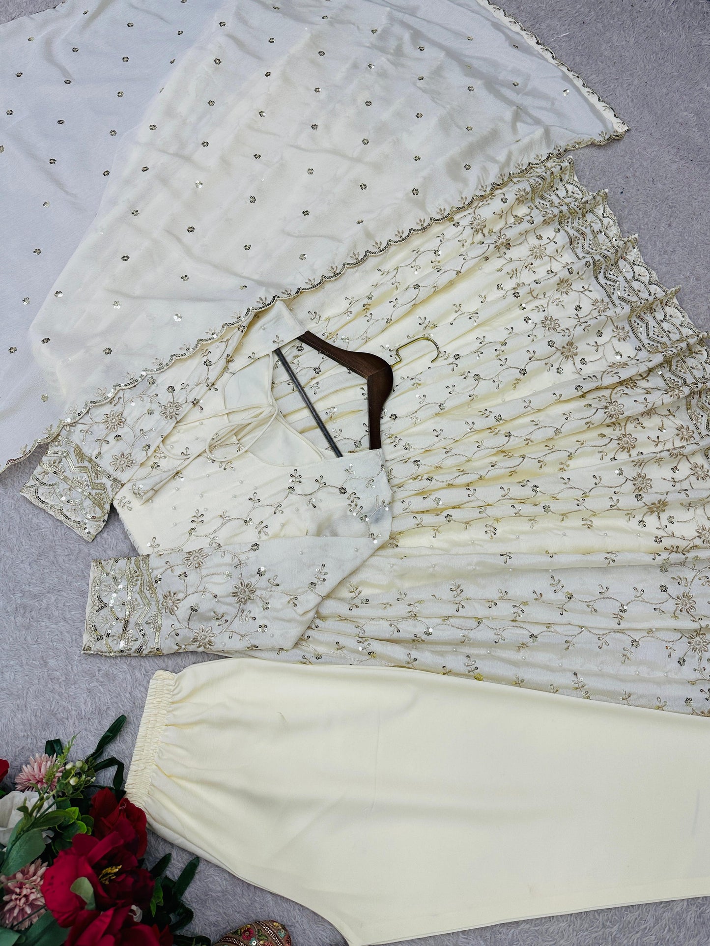 Trending Chinon Silk Gown Set