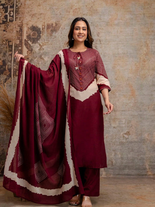 Trending Bandhani Cotton Kurta Set