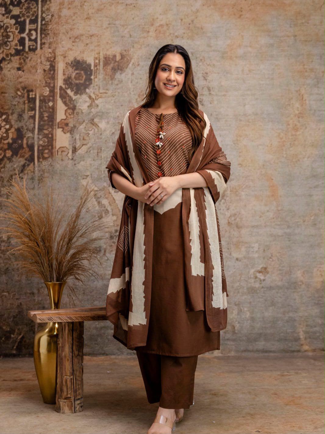 Trending Bandhani Cotton Kurta Set