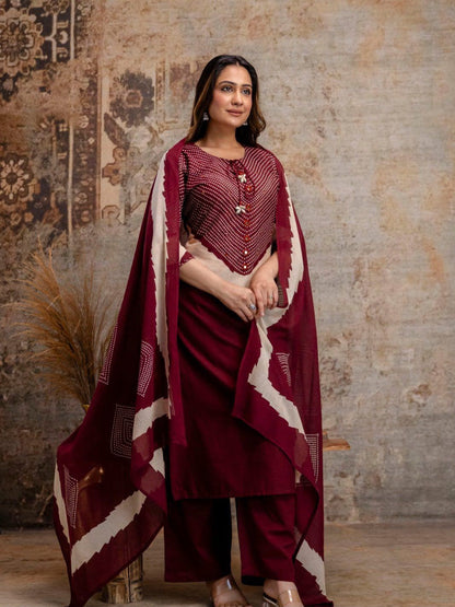 Trending Bandhani Cotton Kurta Set