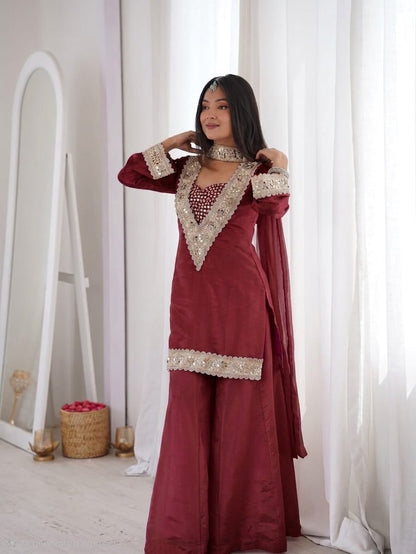 Premium Chinon 4-piece Sharara Suit Set