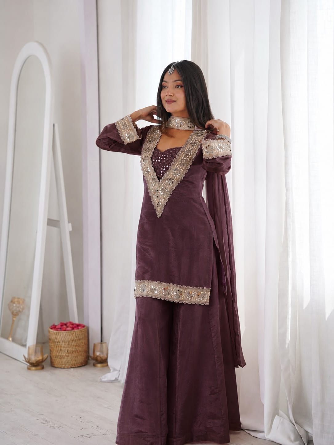 Premium Chinon 4-piece Sharara Suit Set