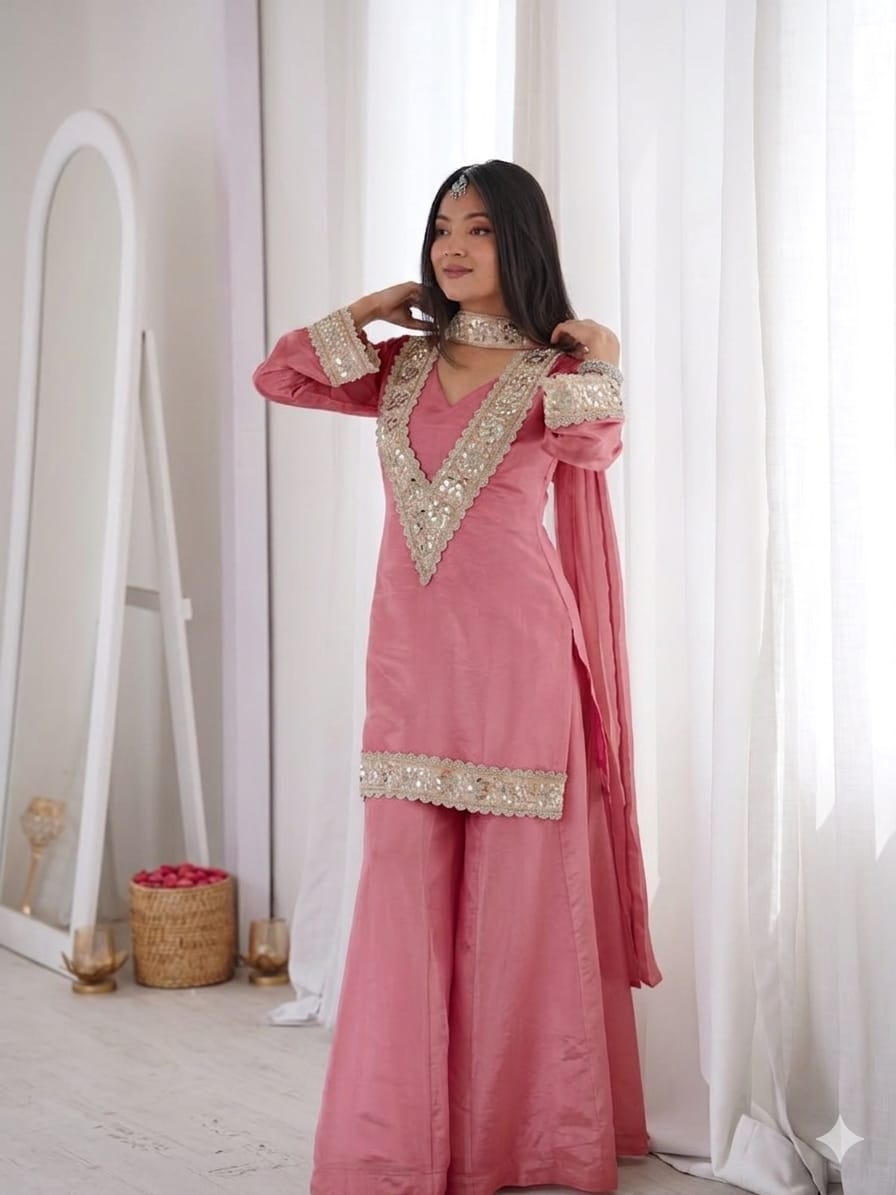 Premium Chinon 4-piece Sharara Suit Set