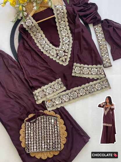 Premium Chinon 4-piece Sharara Suit Set