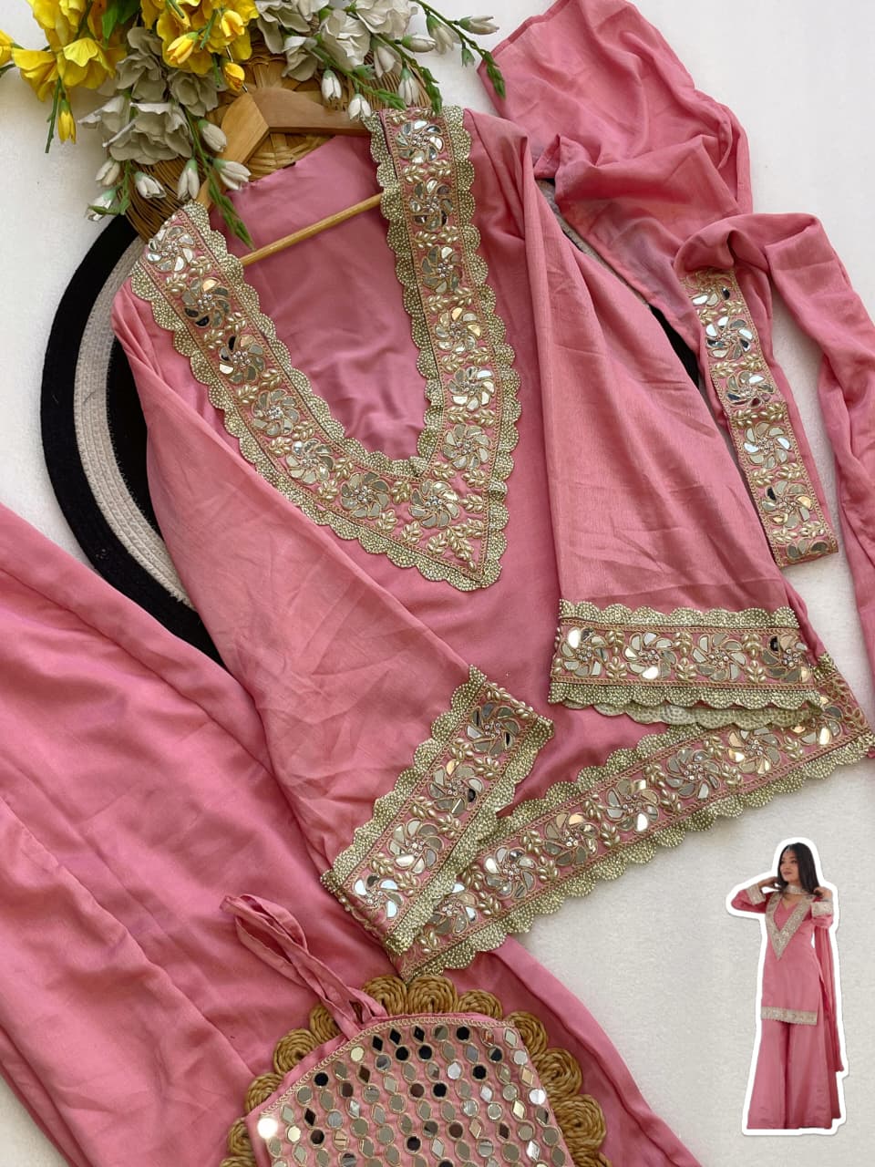 Premium Chinon 4-piece Sharara Suit Set
