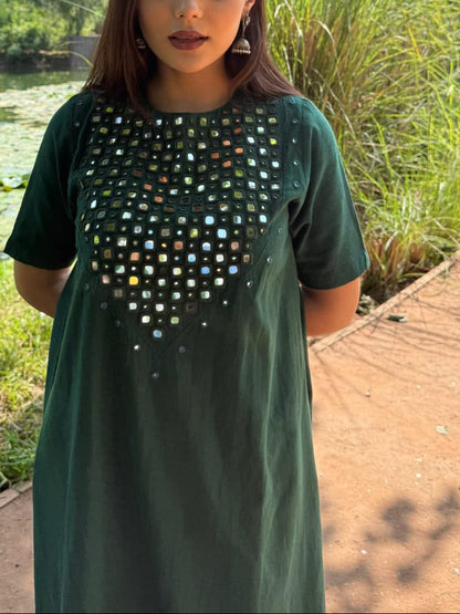 Stylish Green Mirrored Cotton Co-Ord Set