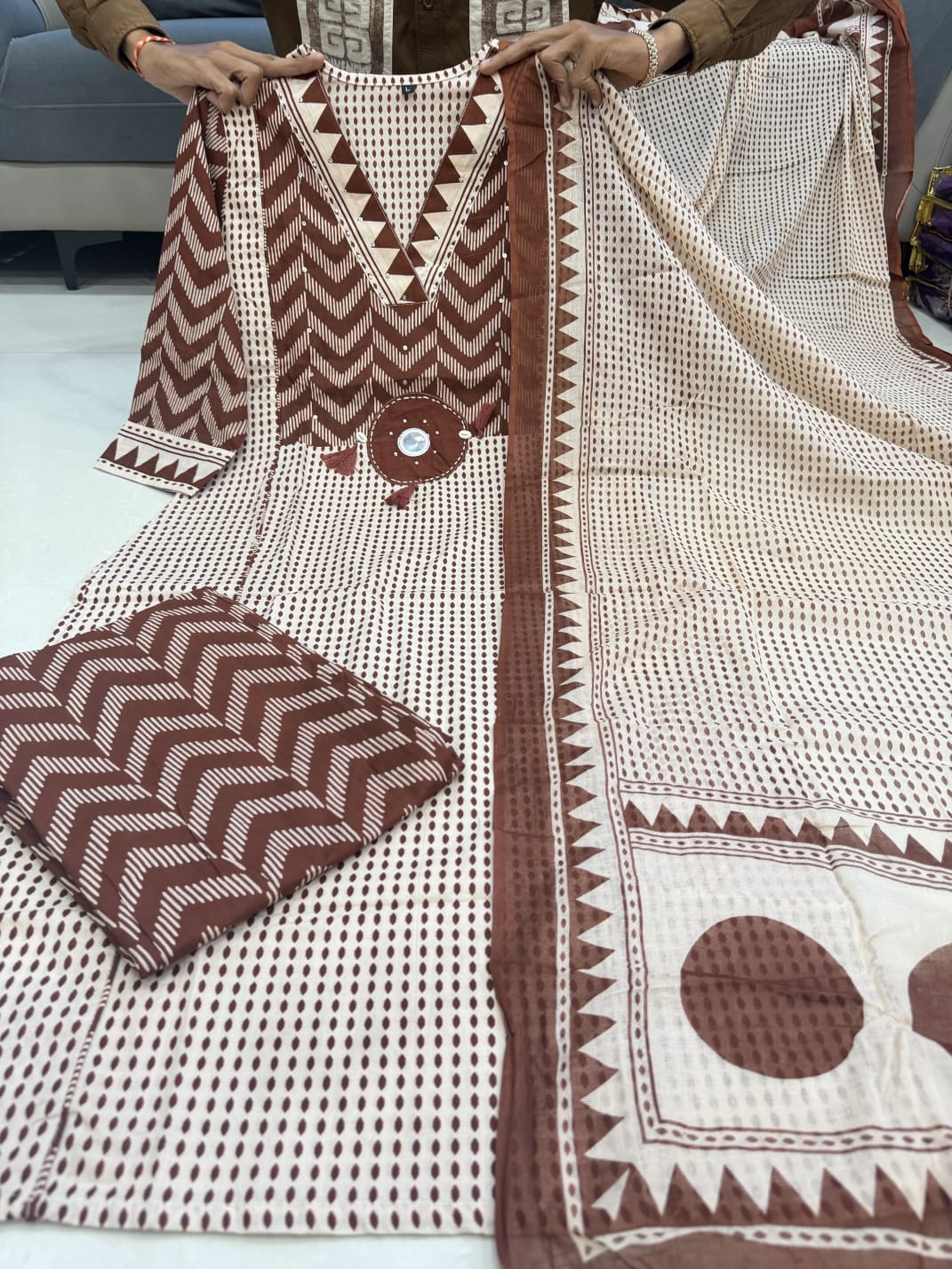 Elegant Trendy Cotton Kurta 3-Piece Set