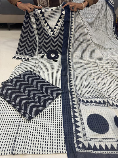 Elegant Trendy Cotton Kurta 3-Piece Set