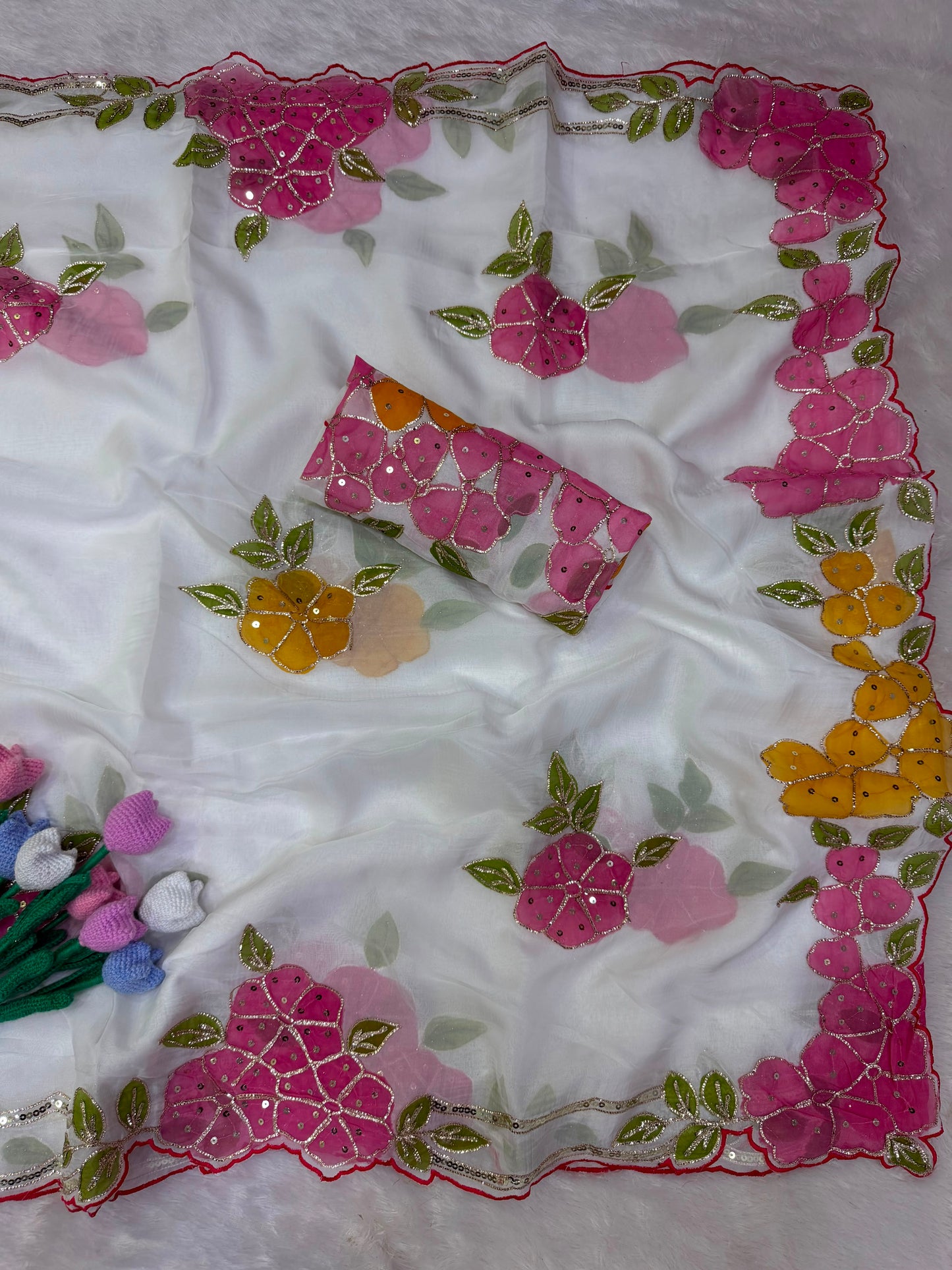 Stunning Floral Soft Tebby Silk Saree