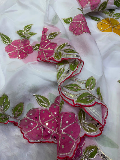 Stunning Floral Soft Tebby Silk Saree