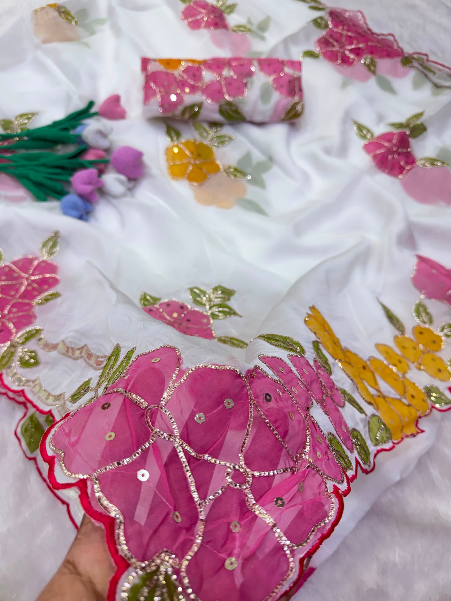 Stunning Floral Soft Tebby Silk Saree
