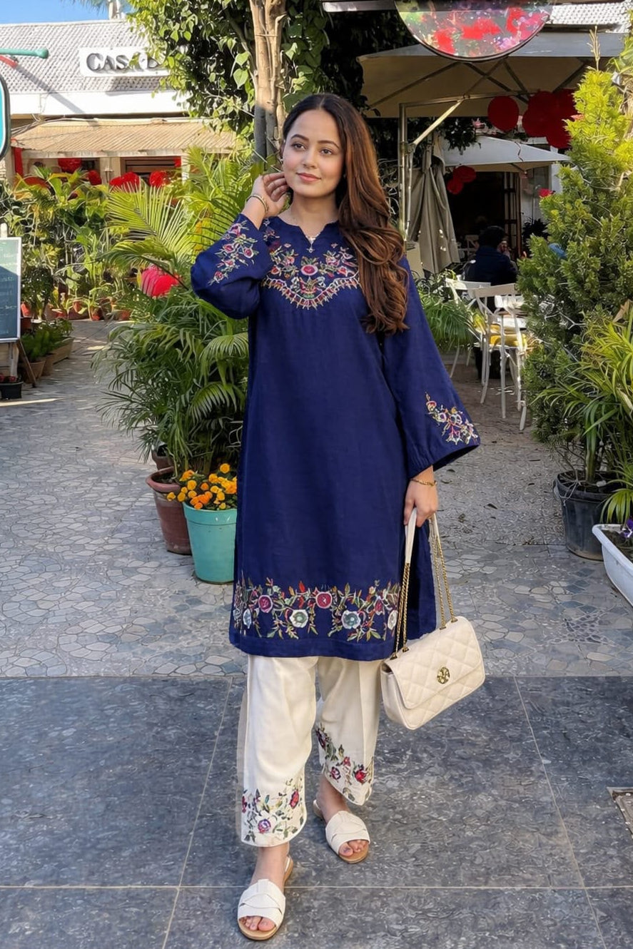 Elegant Embroidered Pure Cotton Co-Ord Set