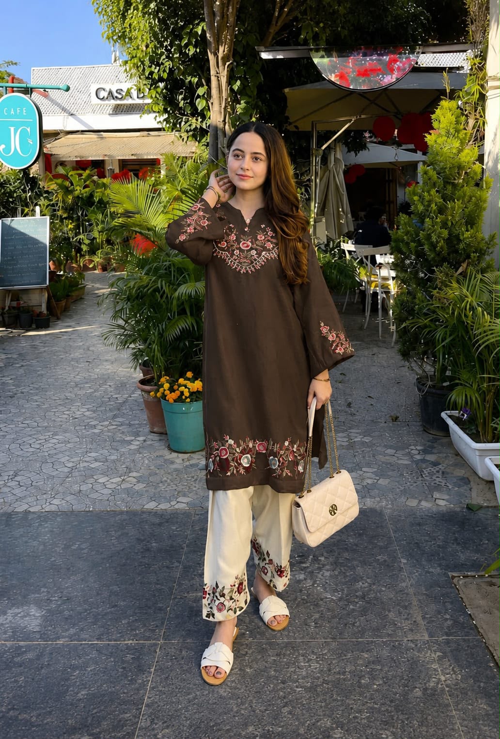 Elegant Embroidered Pure Cotton Co-Ord Set