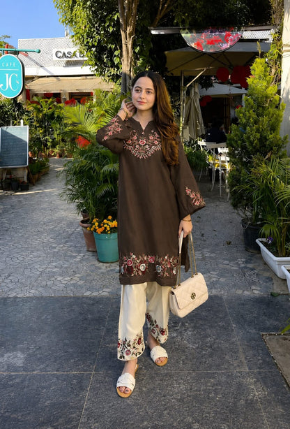 Elegant Embroidered Pure Cotton Co-Ord Set