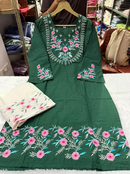 Elegant Embroidered Pure Cotton Co-Ord Set