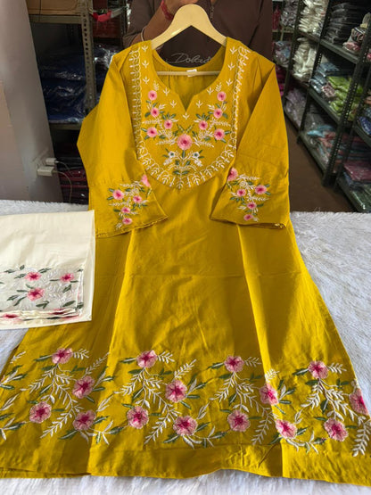 Elegant Embroidered Pure Cotton Co-Ord Set