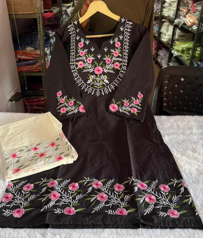 Elegant Embroidered Pure Cotton Co-Ord Set