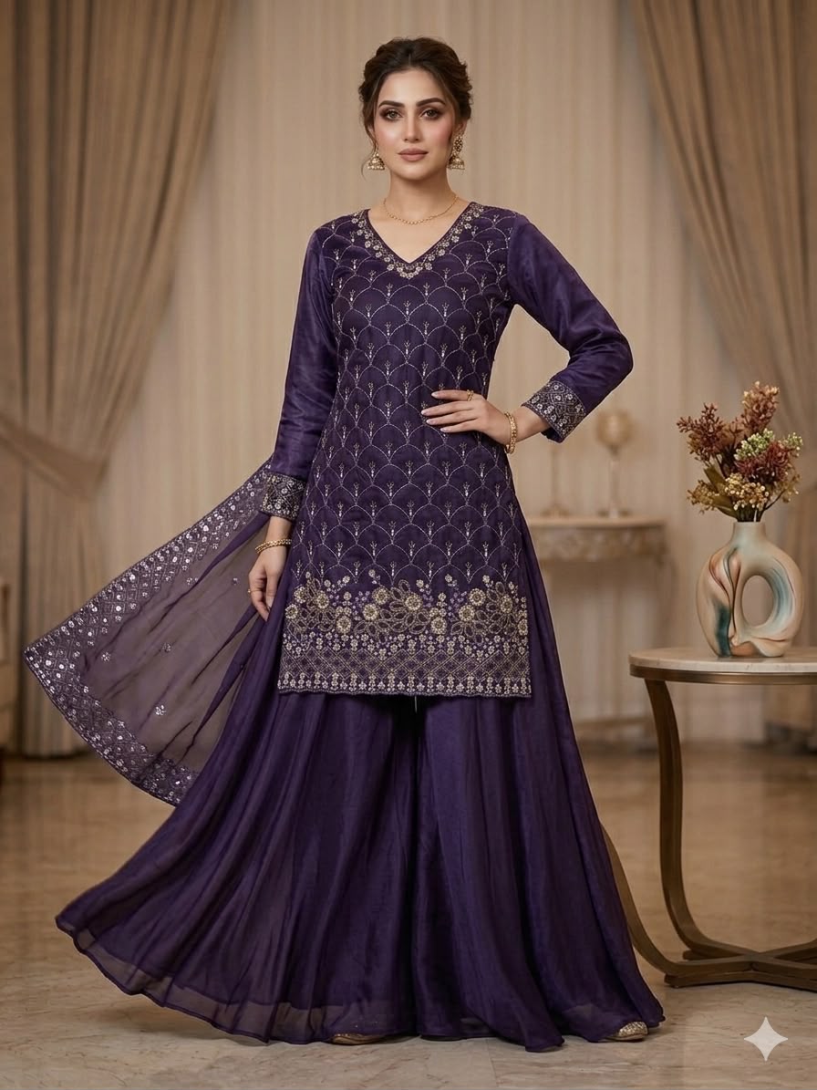 Designer Festive Fendy Plazo Suit Set