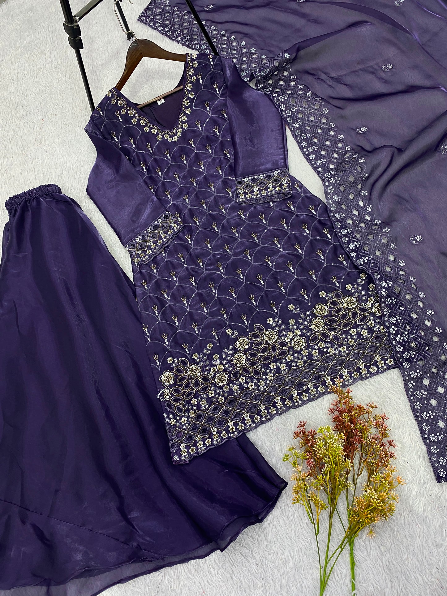 Designer Festive Fendy Plazo Suit Set