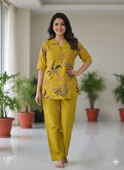 Designer Mustard Yellow Pure Viscose Co-ord Set