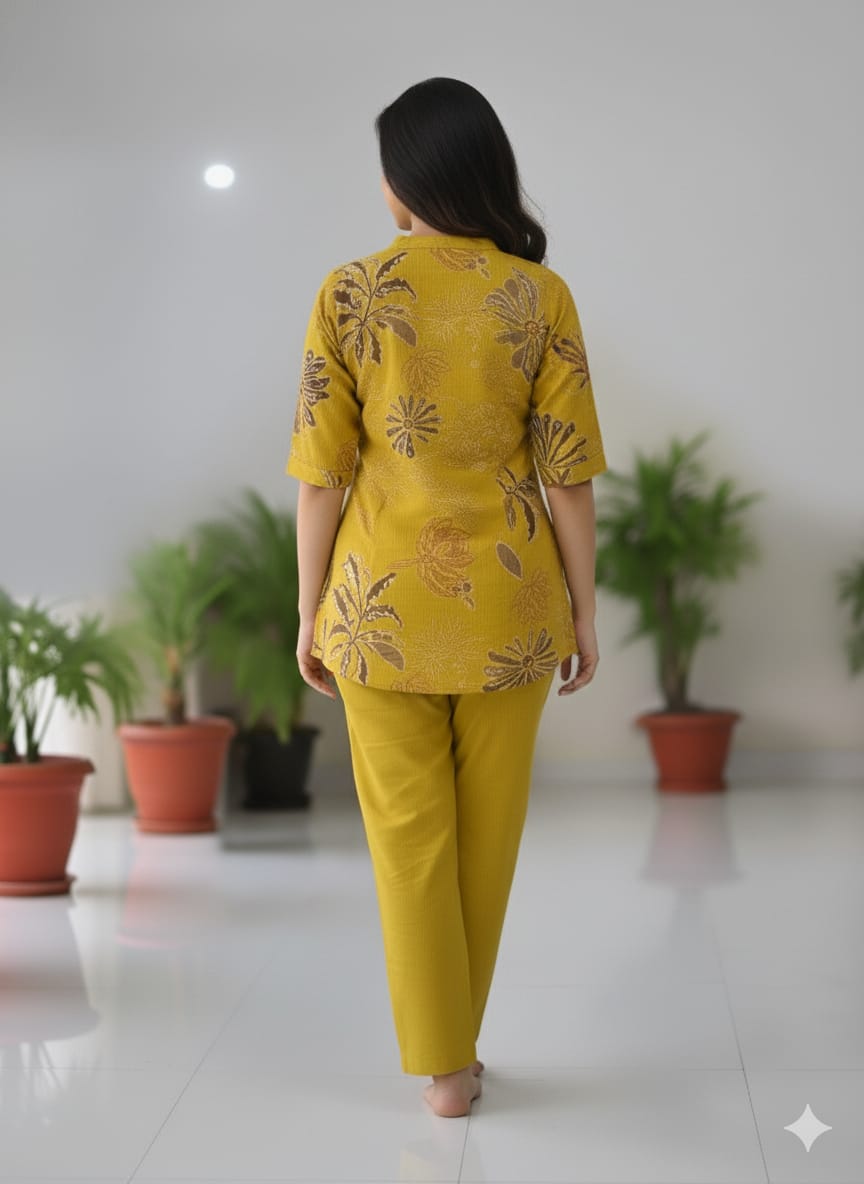 Designer Mustard Yellow Pure Viscose Co-ord Set
