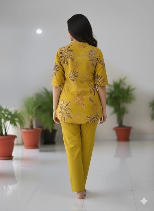 Designer Mustard Yellow Pure Viscose Co-ord Set