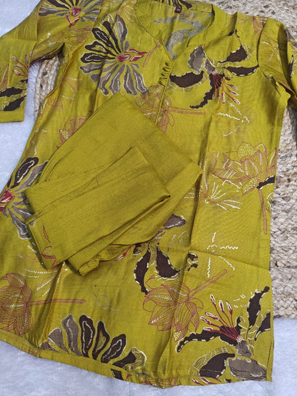 Designer Mustard Yellow Pure Viscose Co-ord Set