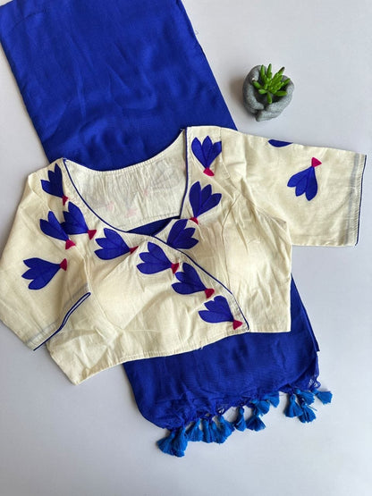 Premium Khadi Cotton Saree Combo With Stitched Blouse
