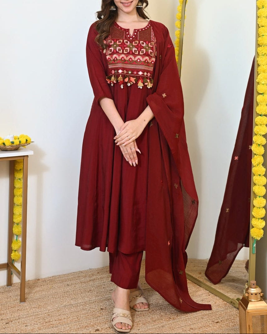Trending Embroidered Anarkali Cotton Kurta