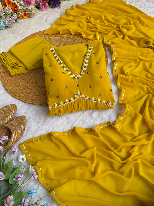 Blooming Yellow Flowy Anarkali Kurta Set