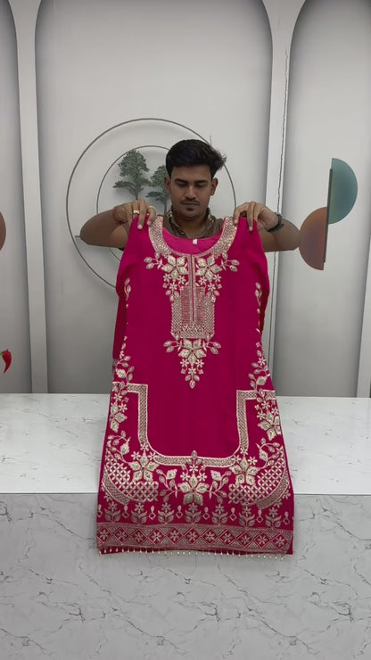 Designer Chinon Party Wear Suit Set