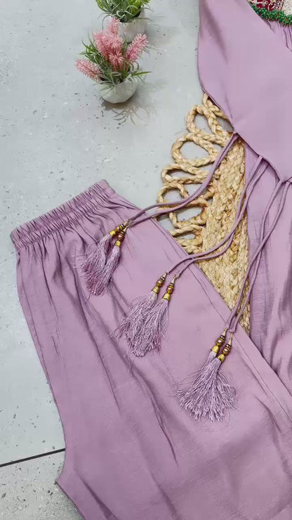 Exclusive Hand Work Mul Chanderi Gown Set