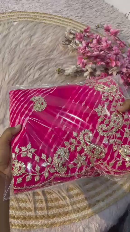 Soft Georgette Leheriya Silk Saree With Pittawork