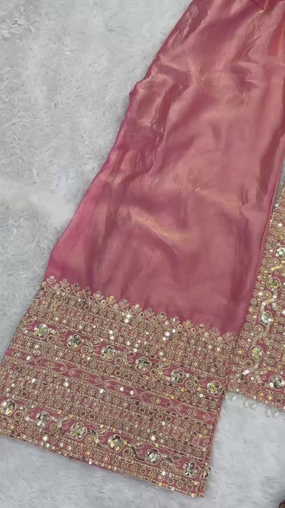 Designer Fendy Silk Sharara Set