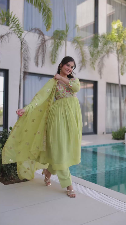 Designer Mal Chanderi 3-piece Anarkali Set