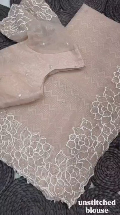 Graceful Glass Shimmer Designer Sequined Saree