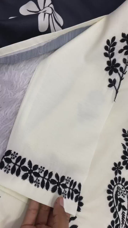 Designer Embroidered Suit Set With Printed Dupatta
