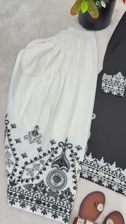 Designer Black & White Farshi Salwar Set