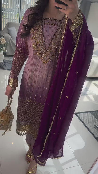 Designer Party Wear Chinon Kurta Set