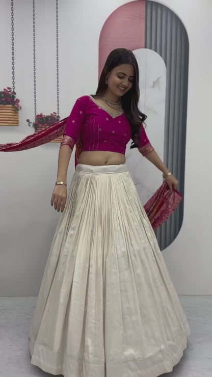 Party Wear Silk Lehenga Saree