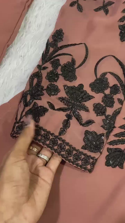 Elegant Sequence Embroidery Suit Set