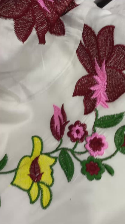 Summer-Friendly Embroidered Rayon Maxi Dress
