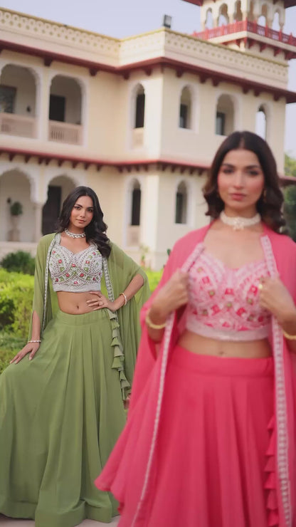 Designer Beads Embroidery Lehenga Set