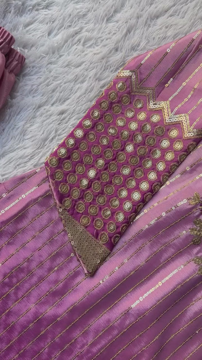 Designer Party Wear Chinon Kurta Set
