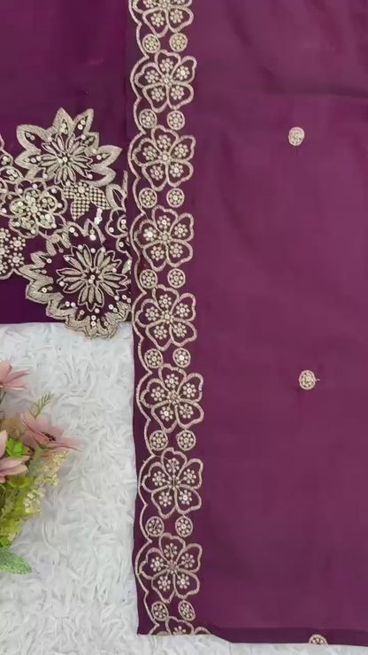 Elegant Silk Embroidered Sequined Kurta Set