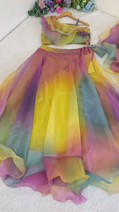 Haldi Special Vibrant Organza Lehenga Set