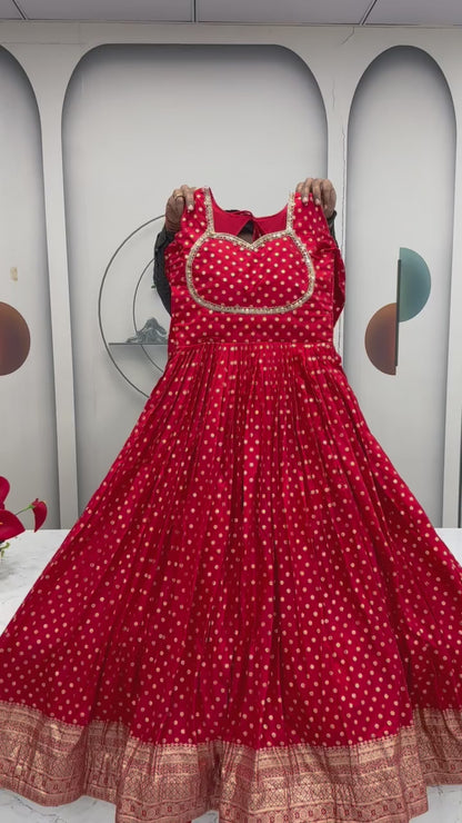 Stylish Jacquard Gown Set