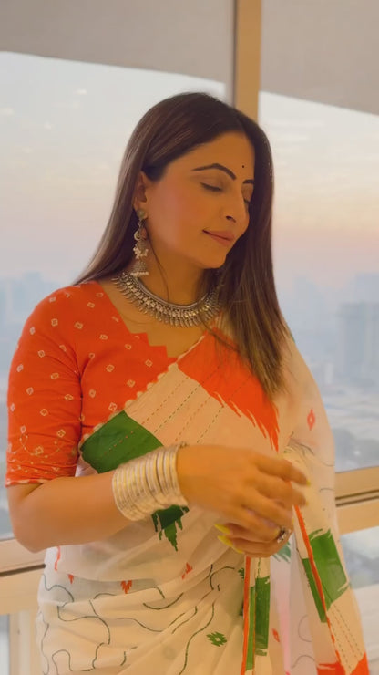 Independence Day Special Mulmul Cotton Saree